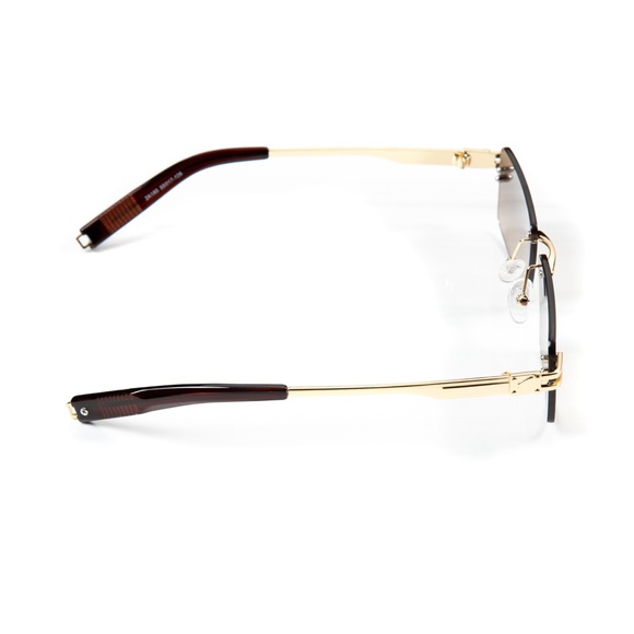 Brown Tint Rimless Gold Frame Summer Sunglasses - Picture 4 of 4